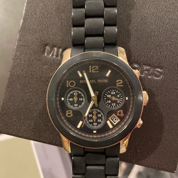 Authentic, Michael Kors Black Gold Watch - Picture 9 of 11